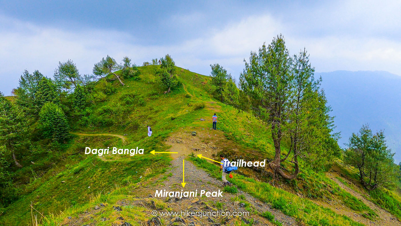 Trail split towards Miranjani and Dagri Bangla