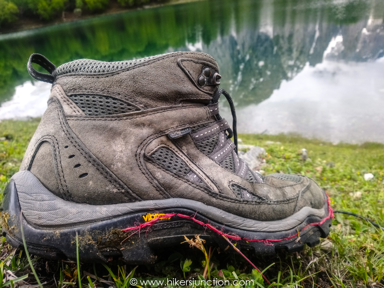 Mended hiking boot